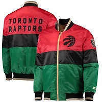 Veste à fermeture éclair intégrale du mois de l'histoire des Toronto Raptors pour homme, rouge/noir/vert, 75e anniversaire la NBA
