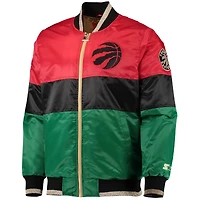 Veste à fermeture éclair intégrale du mois de l'histoire des Toronto Raptors pour homme, rouge/noir/vert, 75e anniversaire la NBA