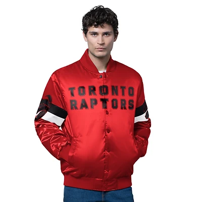 Veste rouge en satin à boutons-pression triple option pour homme des Toronto Raptors