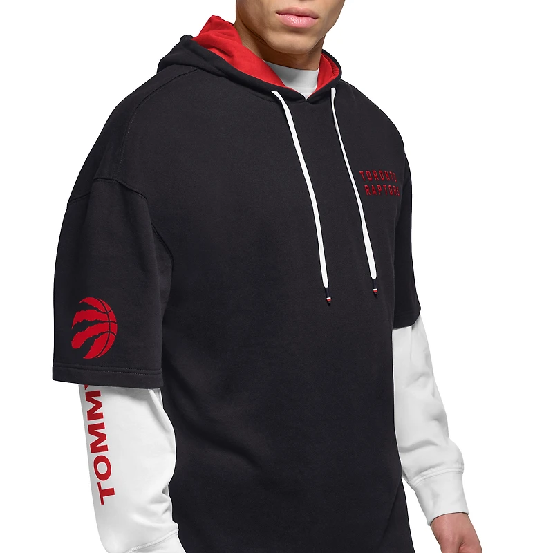 Men's Tommy Jeans Black/White Toronto Raptors Matthew 2-In-1 T-Shirt & Hoodie Combo Set