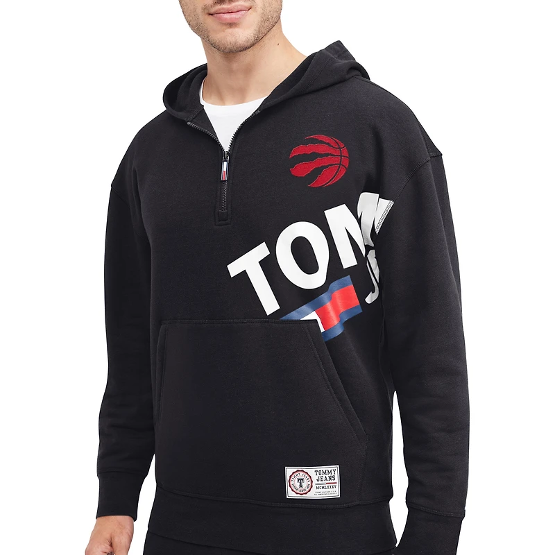 Toronto Raptors Bernard de Tommy Jeans pour homme - Noir Chandail à capuchon demi-glissière