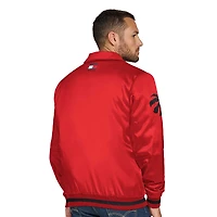 Men's Tommy Jeans Red Toronto Raptors Jacob Chain Stitch Applique Full-Snap Varsity Jacket
