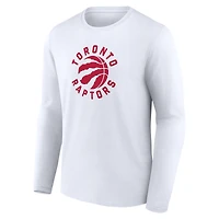 T-shirt blanc à manches longues avec logo alternatif des Raptors de Toronto pour homme