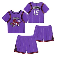 Ensemble t-shirt et short Mitchell & Ness Vince Carter violet Toronto Raptors Play by Place pour enfants d'âge préscolaire