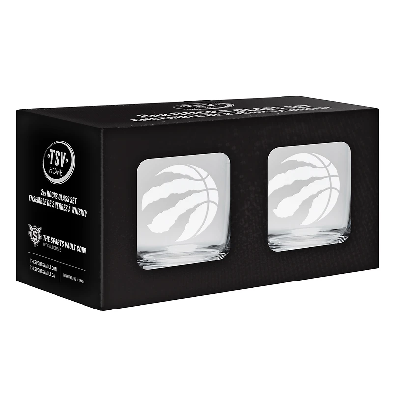 The Sports Vault Toronto Raptors - 2-Piece Satin Etch Rocks Glass Set