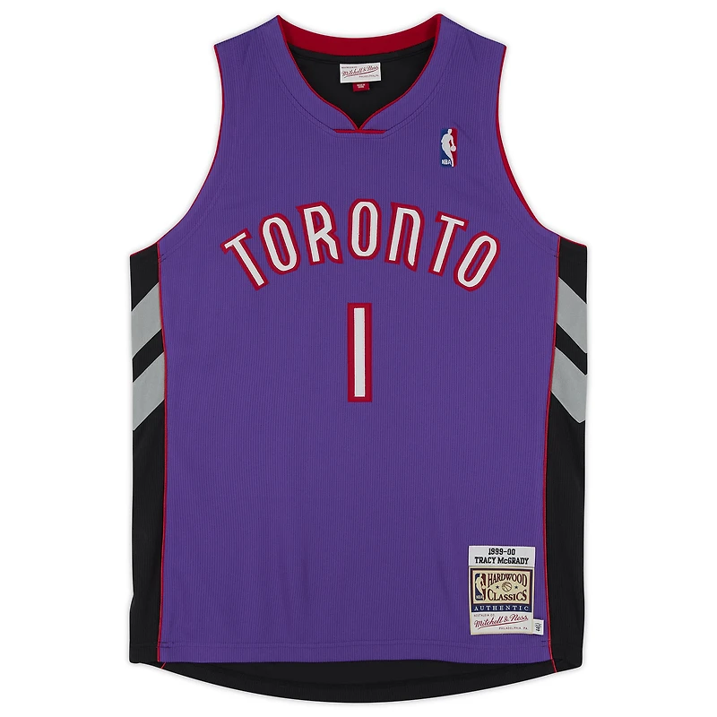 Maillot authentique autographié Mitchell & Ness Hardwood Classics 1999-00 des Toronto Raptors par Tracy McGrady