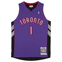 Maillot authentique autographié Mitchell & Ness Hardwood Classics 1999-00 des Toronto Raptors par Tracy McGrady
