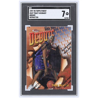 Tracy McGrady Toronto Raptors 1997-98 Topps Finest Bronze Refractor #107 SGC Authenticated 7 Rookie Card