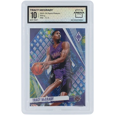 Carte authentifiée 10 Panini Phoenix Starry Prizm n° 92 n° 3/3 Arena Club des Raptors de Toronto 2023-24 de Tracy McGrady