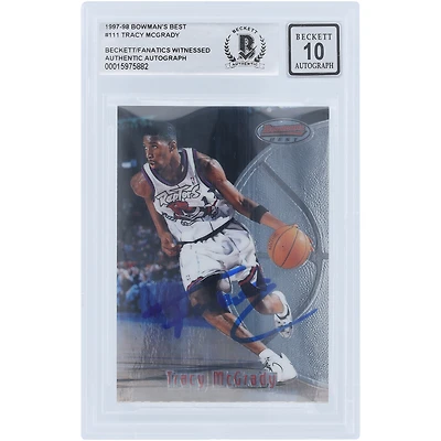 Tracy McGrady Toronto Raptors autographié 1997-98 Bowman Best #111 Beckett Fanatics Witnessed Authenticated 10 Rookie Card
