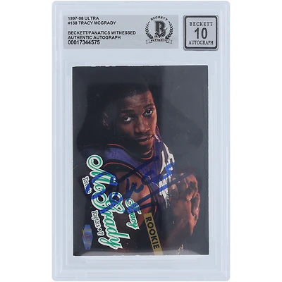 Carte de recrue authentifiée Fleer Ultra #138 1997-98 autographiée par Tracy McGrady des Toronto Raptors, Beckett Fanatics Witnessed 10