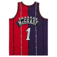 Maillot Swingman Mitchell & Ness violet et rouge autographié par Tracy McGrady des Toronto Raptors 1998-99