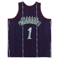 Maillot Swingman violet autographié par Tracy McGrady des Toronto Raptors pour le 75e anniversaire de Mitchell & Ness