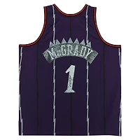 Maillot Swingman violet autographié par Tracy McGrady des Toronto Raptors pour le 75e anniversaire de Mitchell & Ness