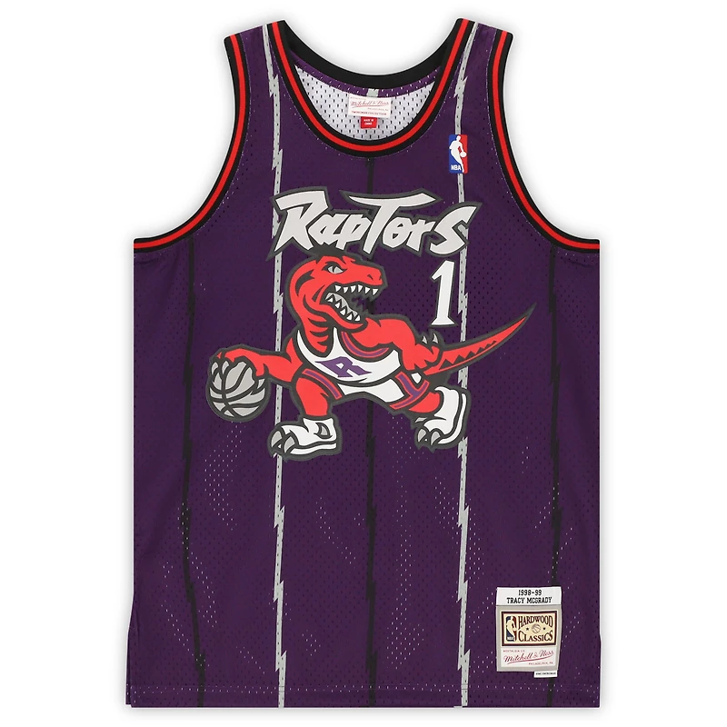 Maillot Swingman violet autographié par Tracy McGrady des Toronto Raptors Mitchell & Ness