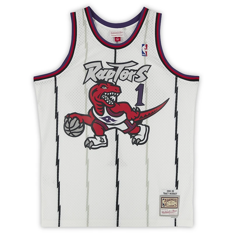 Maillot Swingman Mitchell & Ness autographié par Tracy McGrady des Toronto Raptors en blanc 1998
