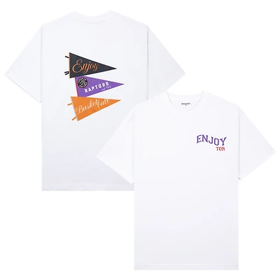 Unisex Enjoy Basketball x Toronto Raptors White Hoop Enthusiast Capsule Collection T-Shirt