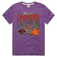 T-shirt unisexe violet hommage aux Raptors de Toronto en feu, mélange trois matières