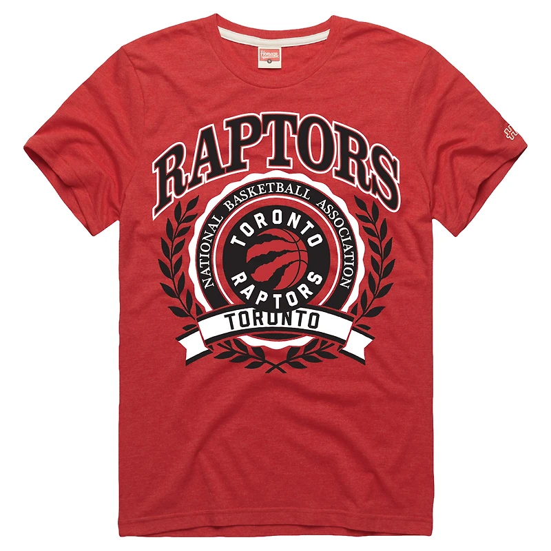T-shirt unisexe en mélange de trois matières, hommage à l'écusson rouge des Raptors Toronto