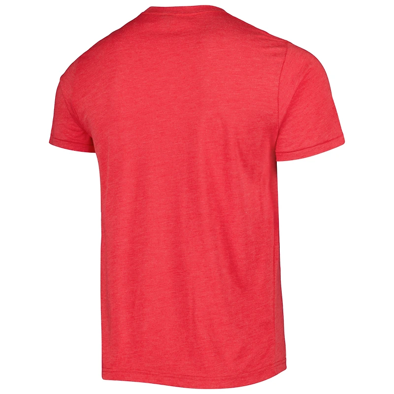 T-shirt triple mélange unisexe Homage Red Toronto Raptors Team Mascot