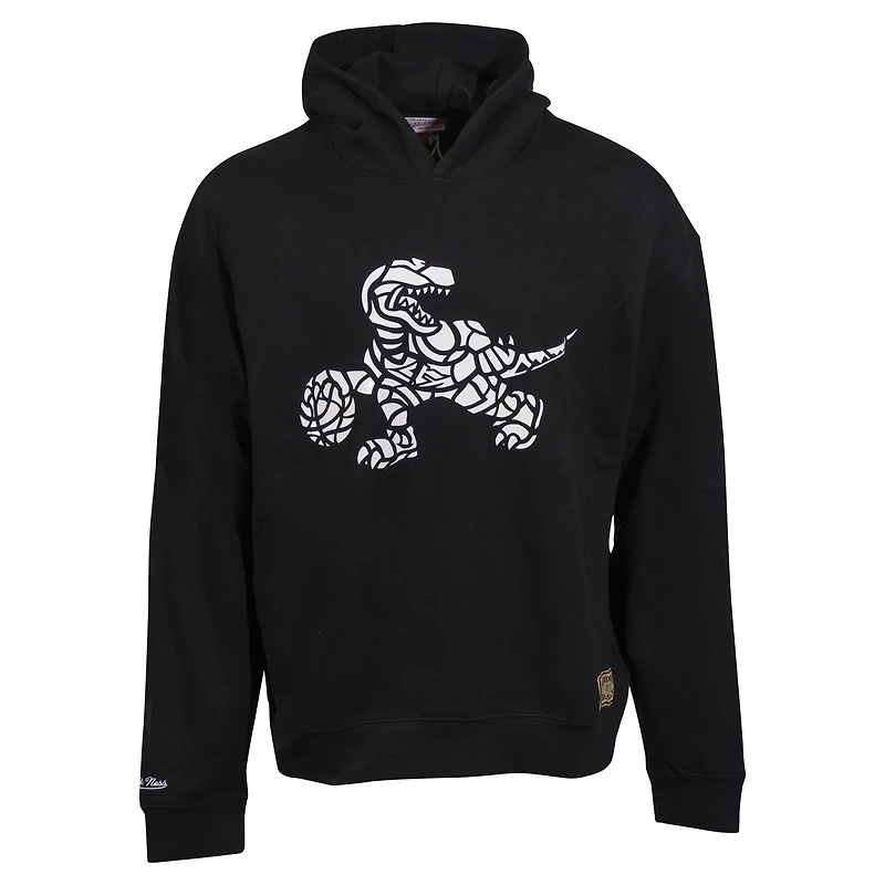 Unisex Mitchell & Ness Black Toronto Raptors Hardwood Classics Stain Glass Oversized Pullover Hoodie