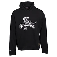 Unisex Mitchell & Ness Black Toronto Raptors Hardwood Classics Stain Glass Oversized Pullover Hoodie