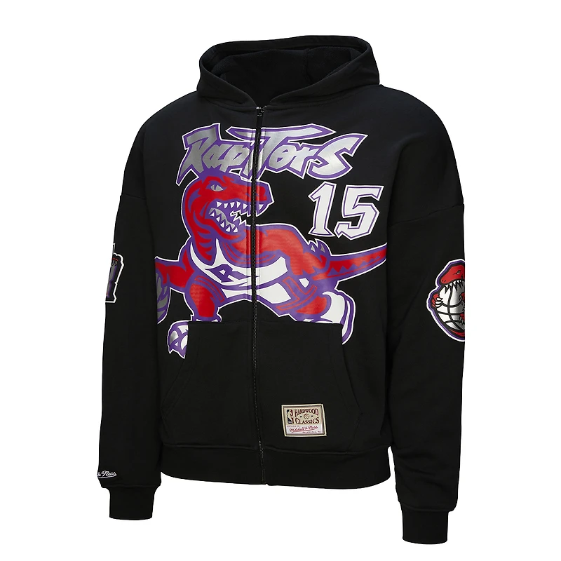 Sweat à capuche unisexe Mitchell & Ness Vince Carter noir Toronto Raptors Maxxed Out entièrement zippé