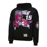 Sweat à capuche unisexe Mitchell & Ness Vince Carter noir Toronto Raptors Maxxed Out entièrement zippé