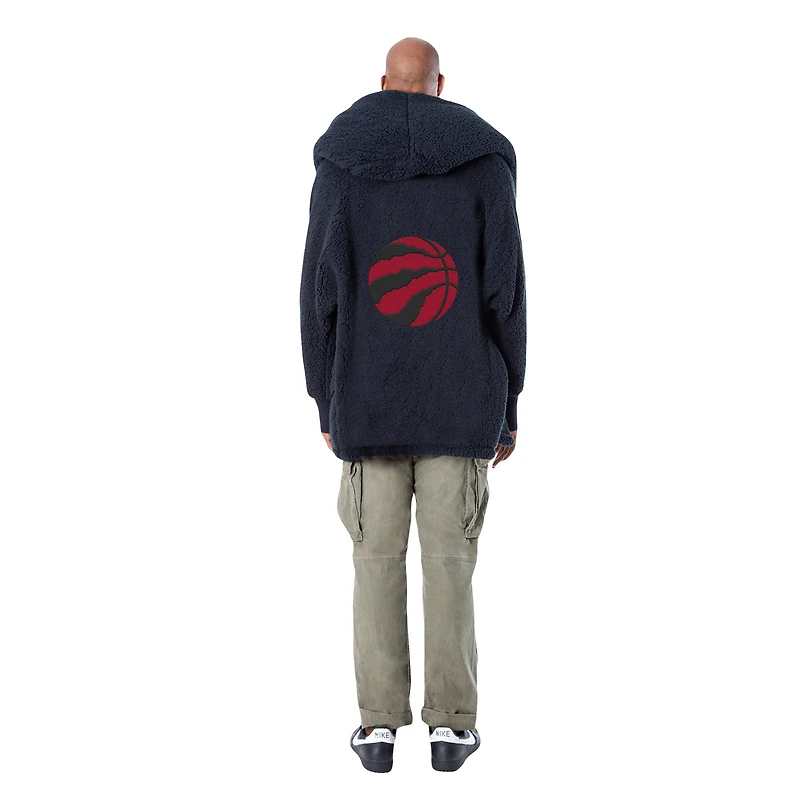 Sweat à capuche surdimensionné ouvert sur le devant unisexe the Best Lounger World par Jill Martin, noir, des Toronto Raptors
