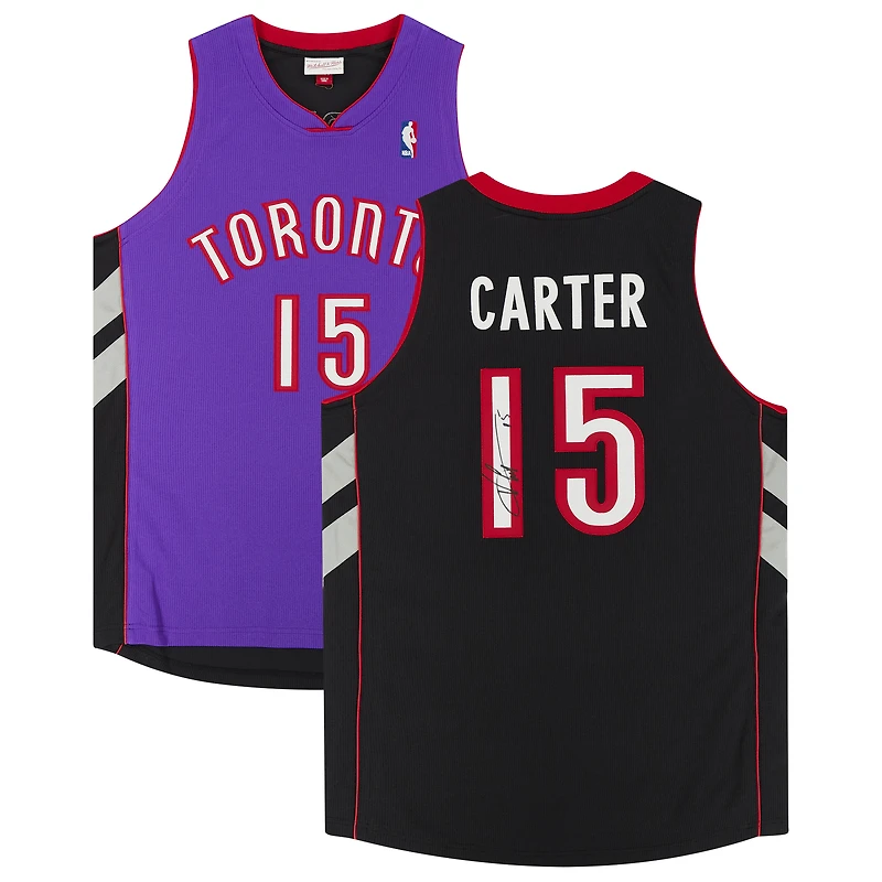 Maillot authentique dédicacé Mitchell & Ness 1999-00 des Toronto Raptors par Vince Carter Purple