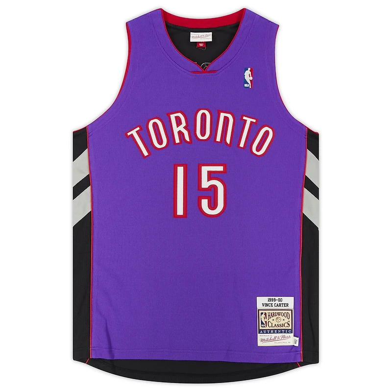 Maillot authentique dédicacé Mitchell & Ness 1999-00 des Toronto Raptors par Vince Carter Purple