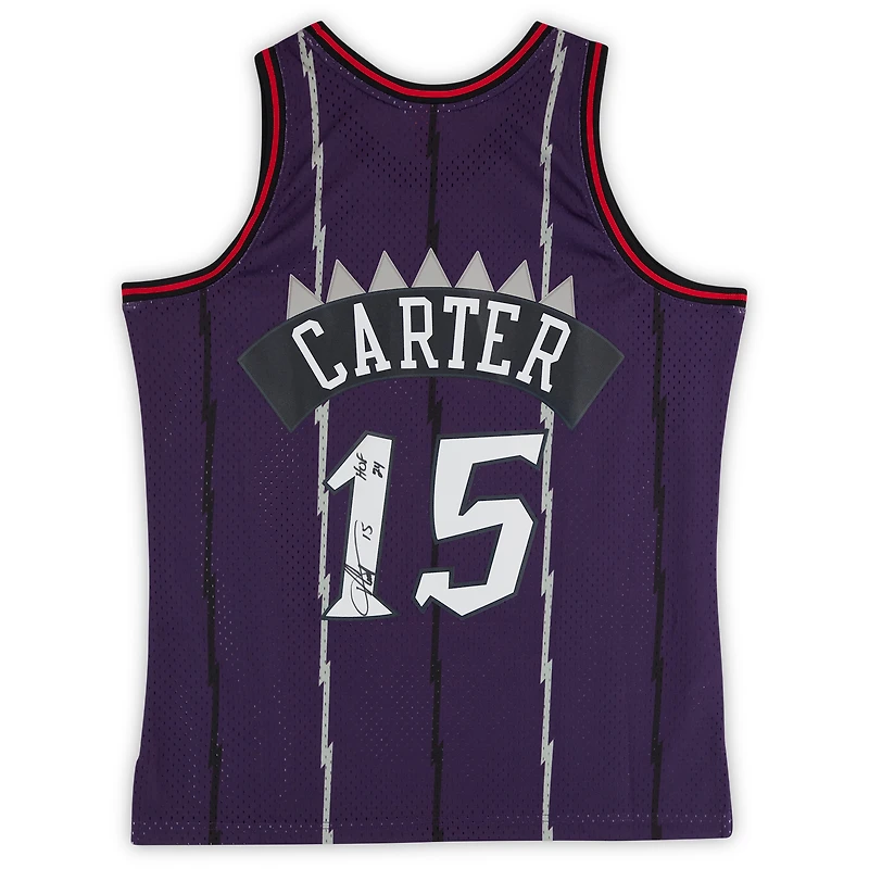 Vince Carter Toronto Raptors Autographed Mitchell & Ness Dark Purple 1998-99 Swingman Jersey with "HOF 24" Inscription