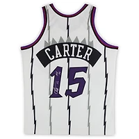 Vince Carter Toronto Raptors Autographed Mitchell & Ness White 1998-99 Authentic Jersey with "HOF 24" Inscription