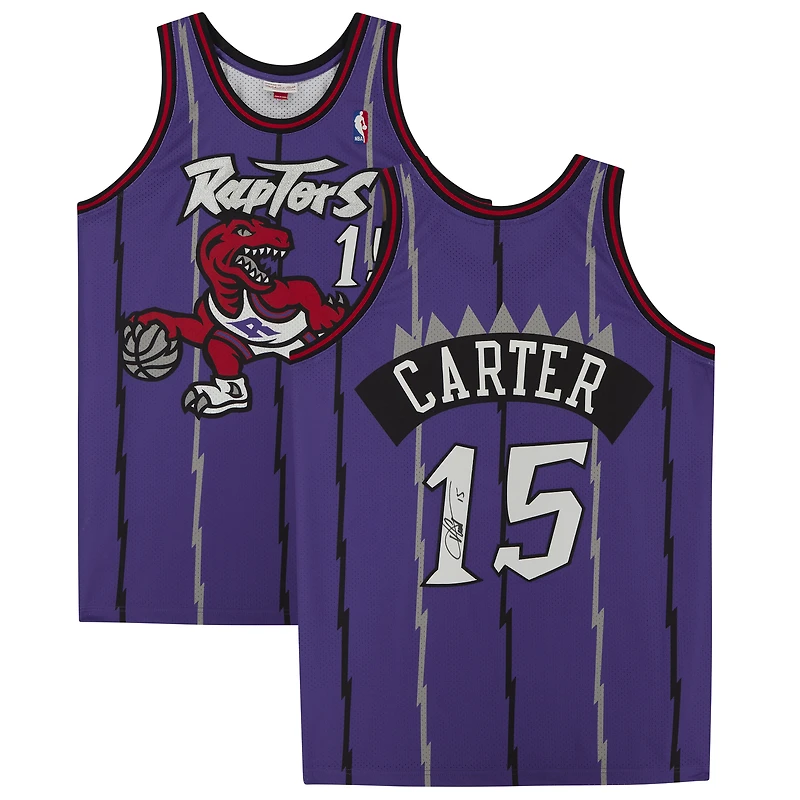 Maillot authentique Mitchell & Ness 1998 autographié par Vince Carter Toronto Raptors