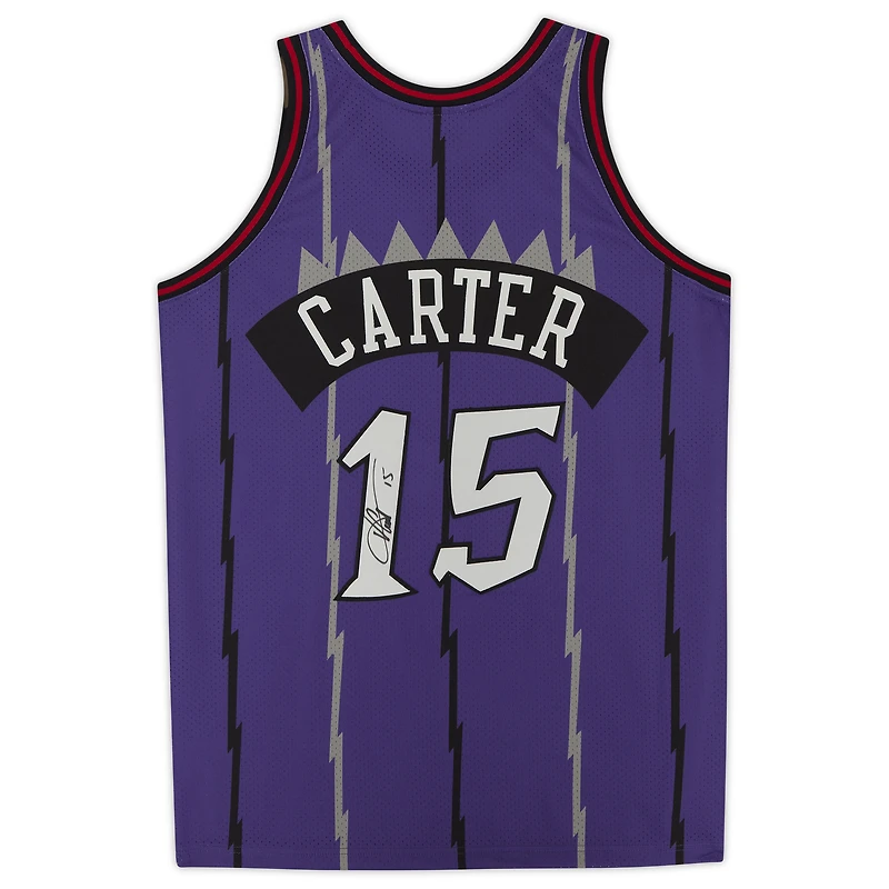 Maillot authentique Mitchell & Ness 1998 autographié par Vince Carter Toronto Raptors