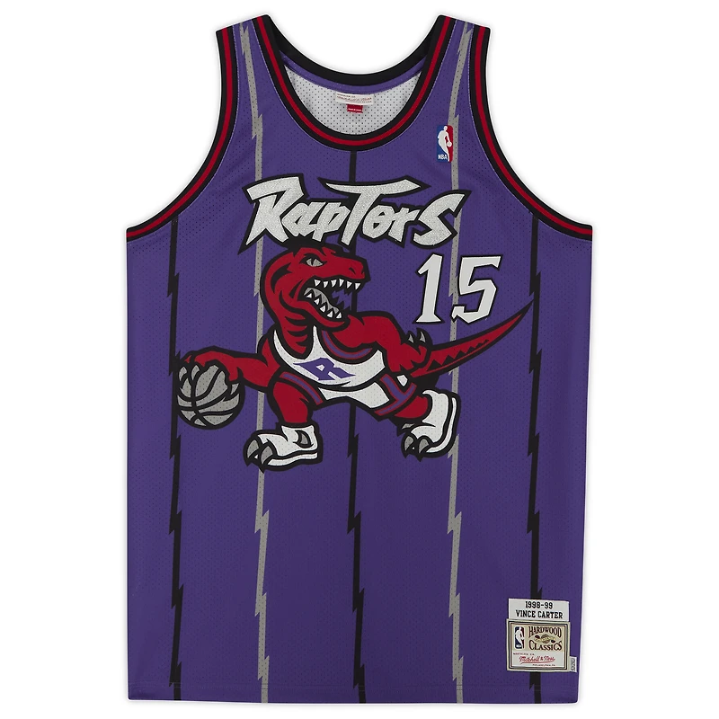 Maillot authentique Mitchell & Ness 1998 autographié par Vince Carter Toronto Raptors