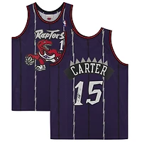 Maillot Swingman violet autographié de Vince Carter, Toronto Raptors, 1999, Mitchell & Ness