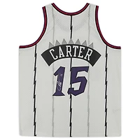 Maillot Swingman Mitchell & Ness autographié par Vince Carter des Toronto Raptors 1998 blanc