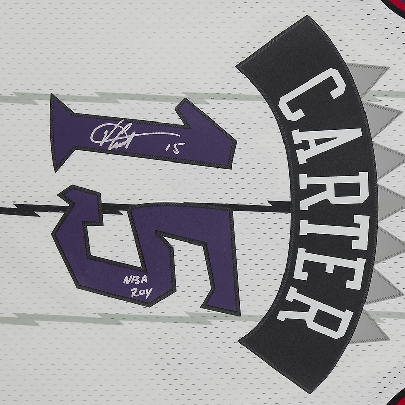 Maillot Swingman Mitchell & Ness autographié par Vince Carter des Toronto Raptors 1998 blanc