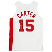 Maillot authentique autographié par Vince Carter des Toronto Raptors, blanc, rouge et bleu, Mitchell & Ness 2005-06