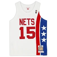 Maillot authentique autographié par Vince Carter des Toronto Raptors, blanc, rouge et bleu, Mitchell & Ness 2005-06