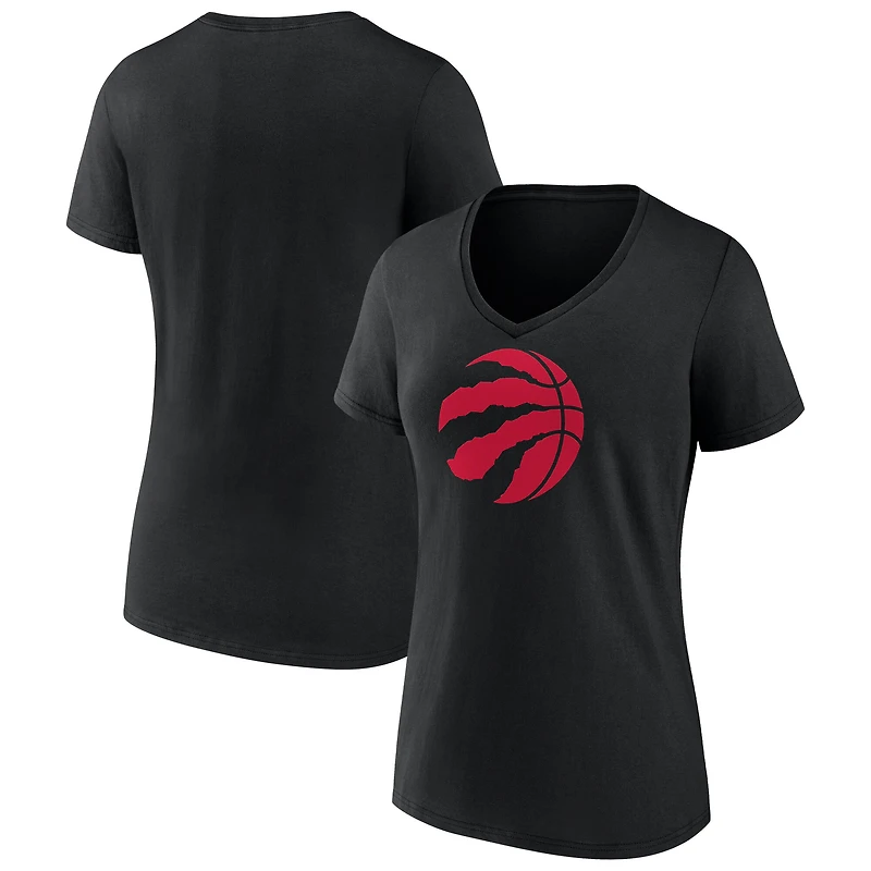T-shirt blanc à col en V avec logo principal des Raptors de Toronto pour femmes