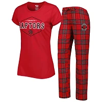 Women's Concepts Sport Red/Black Toronto Raptors Badge Top & Pajama Pants Sleep Set
