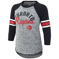 T-shirt raglan à manches 3/4 G-III 4Her par Carl Banks pour femmes, noir, Toronto Raptors Recover