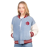 Women's G-III 4Her by Carl Banks  Denim Toronto Raptors Home Field Full-Snap Varsity Jacket