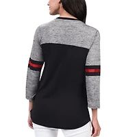 T-shirt G-III Sports by Carl Banks pour femmes, noir, Toronto Raptors Play The Game, tri-mélange, manches 3/4