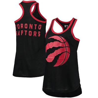 Débardeur noir G-III Sports by Carl Banks pour femmes Toronto Raptors Showdown à encolure dégagée et dos nageur
