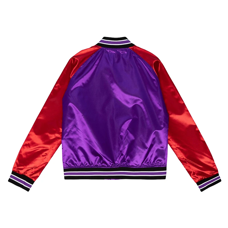 Women's Mitchell & Ness Purple/Red Toronto Raptors Hardwood Classics Satin Raglan - Full-Snap Jacket
