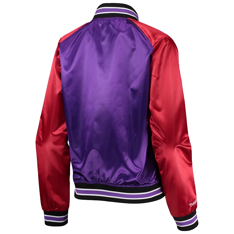 Women's Mitchell & Ness Purple Toronto Raptors Hardwood Classics Raglan Satin Full-Snap Jacket