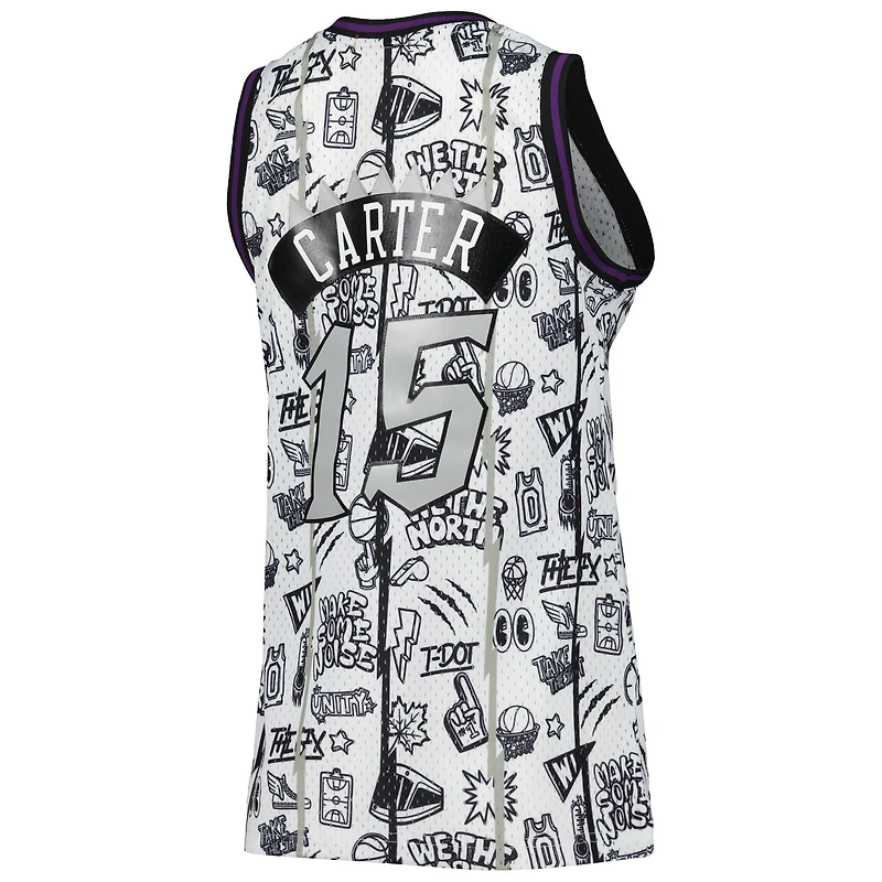 Women's Mitchell & Ness Vince Carter White Toronto Raptors 1998 Doodle Swingman Jersey